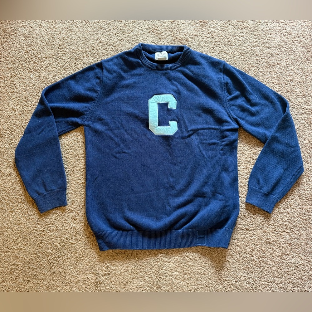 HILLFLINT knit sweater columbia university navy blue big C embroidered college